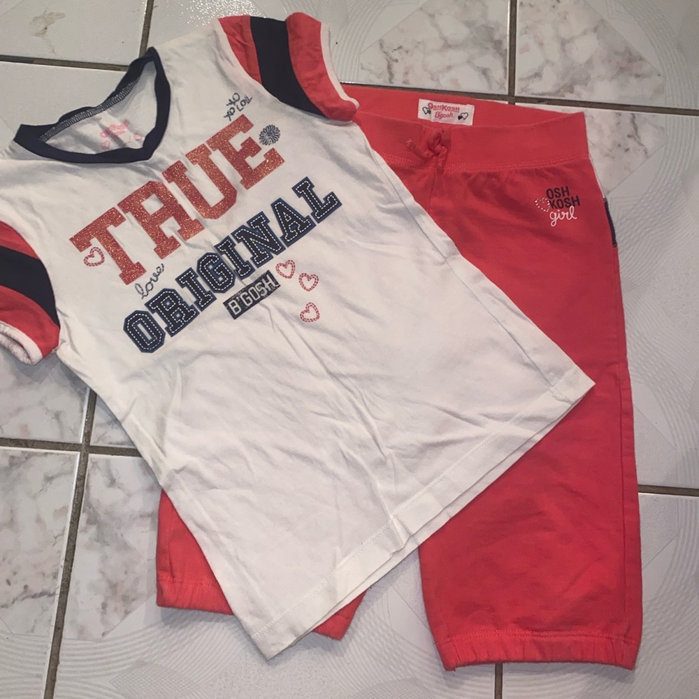 Girls OshKosh B'gosh Matching T shirt and Capris Set Top size 5 Pants size 6